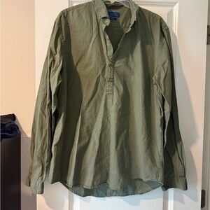 Zara Man size XL Olive Green Half Button-Up Shirt